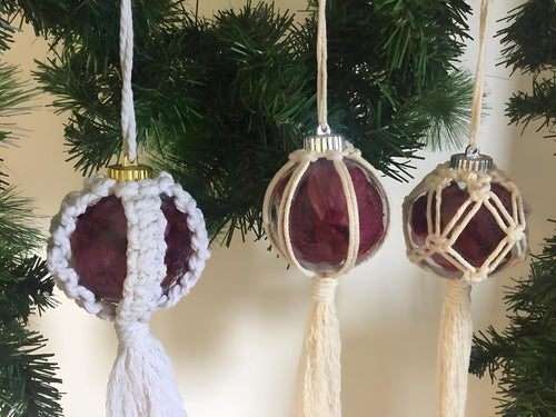 Macramé/Floral Bauble Set of 3
