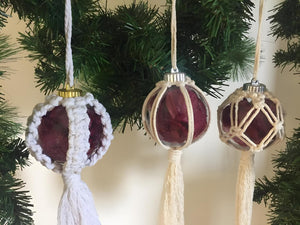 Macramé/Floral Bauble Set of 3